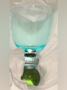 Gemmie Cut Glass Blue and‎ Green Goblet set of 4